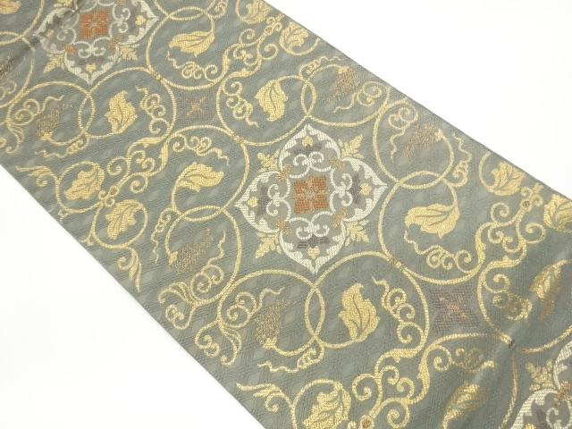 JAPANESE FUKURO OBI / WOVEN GRAPE ARABESQUE